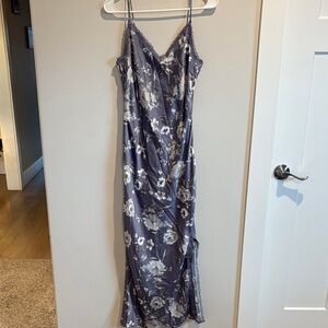 Floral Slip Dress in Blue and White